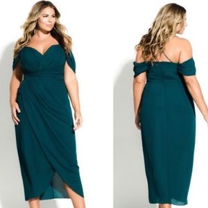 City Chic Entwine Maxi Dress, Emerald, XS/14, NWT